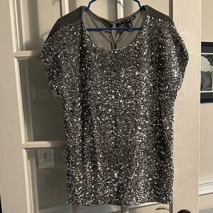 Cable & Gauge Metallic Short Sleeve Top